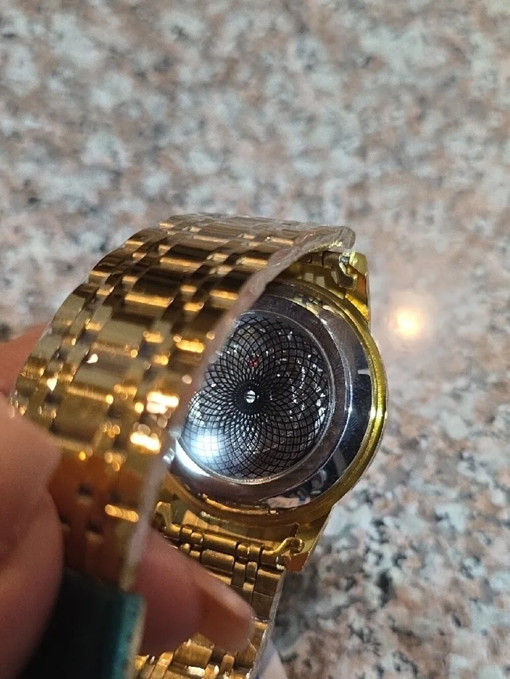 Men’s Gold Skeleton Mechanical Watch